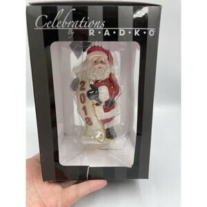 2018 Celebrations Christopher RADKO Glass Ornament Glittered Santa Claus 5"